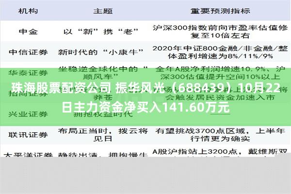 珠海股票配资公司 振华风光（688439）10月22日主力资金净买入141.60万元