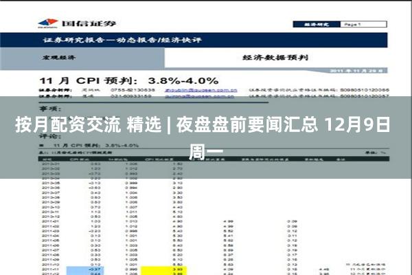 按月配资交流 精选 | 夜盘盘前要闻汇总 12月9日 周一